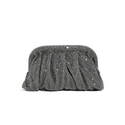 XIYUAN Shinny Ruched Rhinestone Clucth Purse Women Luxury Designer Evening Bags Fashion Party Dinner Handbag Bridal Makeup Bag