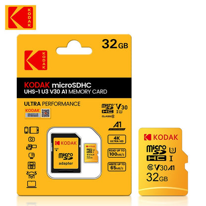 KODAK Micro SD Card RED Memory Card with Adapte 32GB MicroSDHC 64GB MicroSDXC MicroSD C10 A1 TF Flash Cards Cartao De Memoria