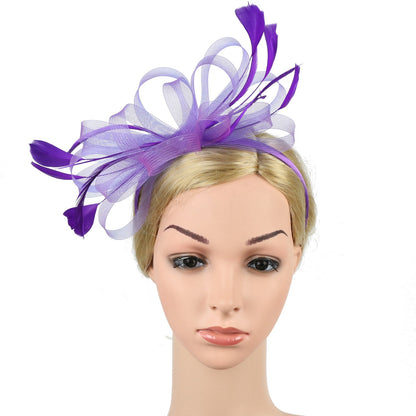 Chapéu Fascinator Feminino Chique Coquetel Casamento Festa Igreja Acessório de Cabelo Moda Pena Grampo de Cabelo Noiva