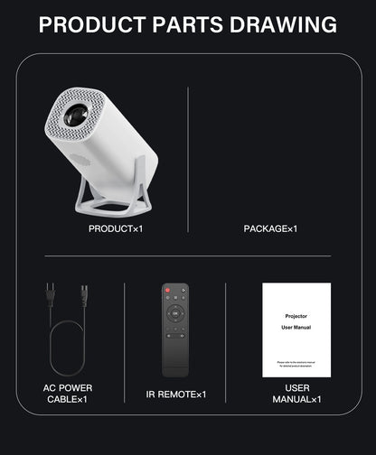Mini Projetor HONGTOP S40 Android 11, Suporte 4K 1080P 2.4G/5GWIFI BT5.0, Projetor 1280*720P para Home Cinema Portátil