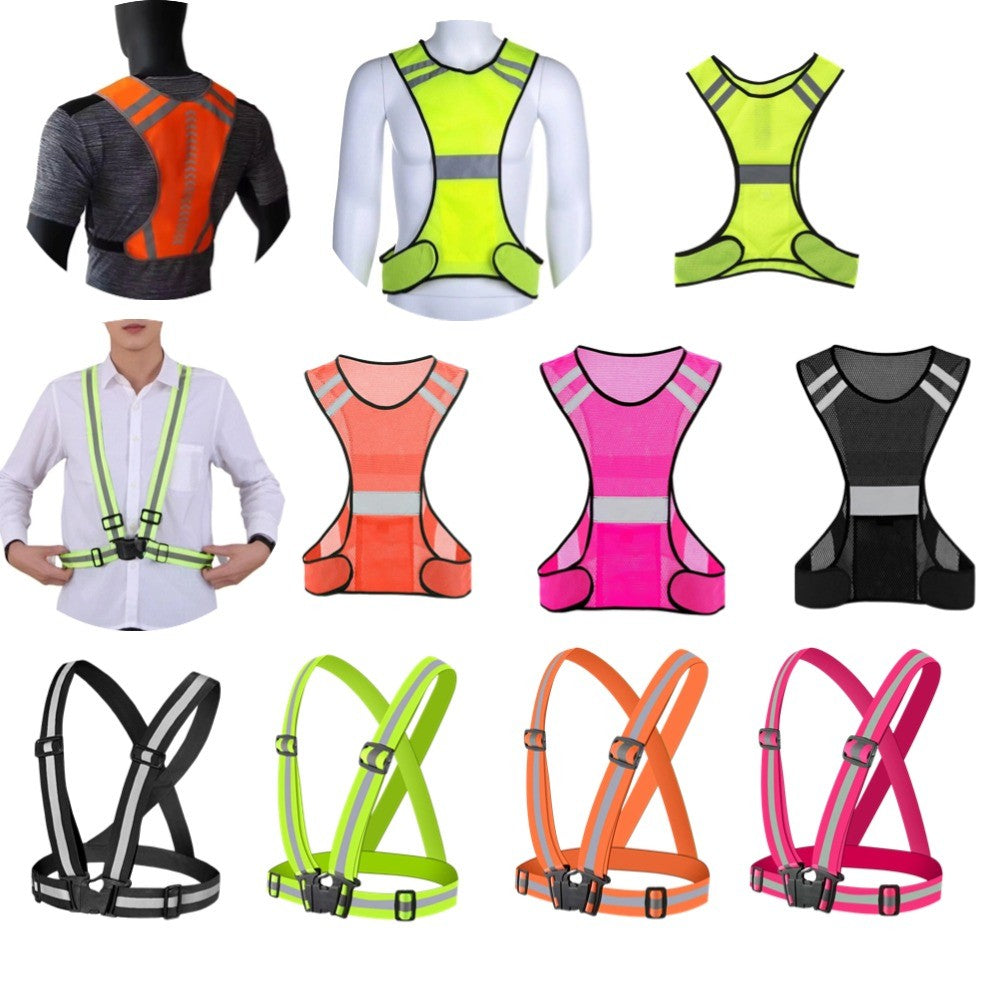 High Visibility Reflective Vest Reflective Straps Night Running Cycling Clothing Vest Adjustable Safety Vest Riding Equipment
