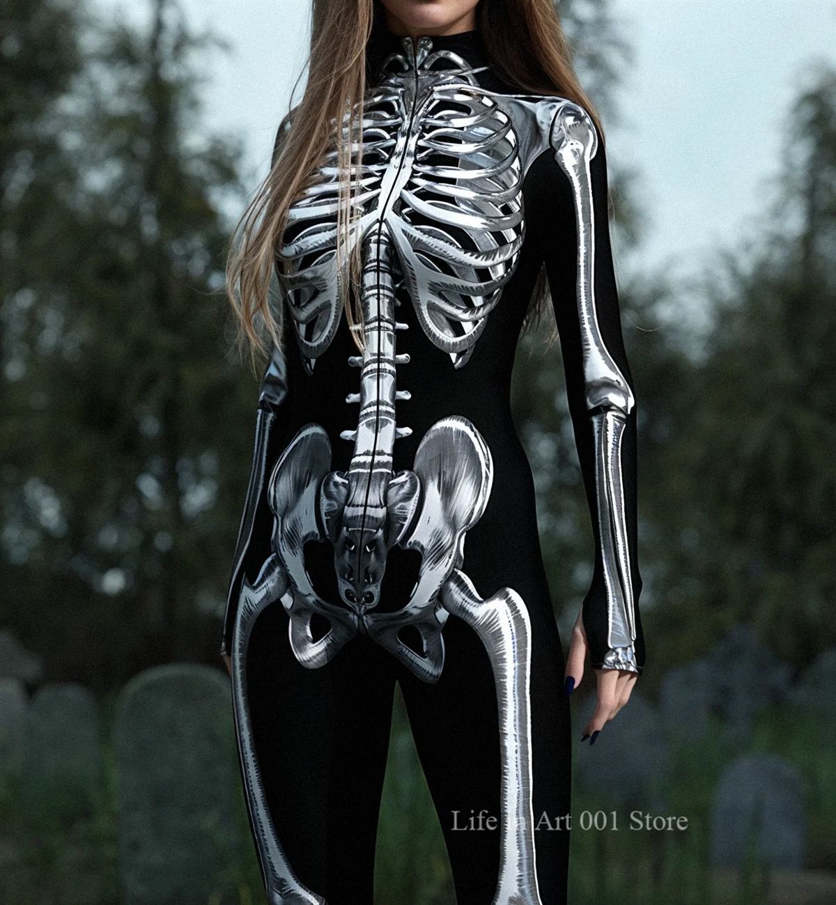 Women Grey Candy Skeleton Bodysuit Halloween Cosplay Costume Carnival Steampunk Artistic Sexy Slim Jumpsuit Performance Zentai