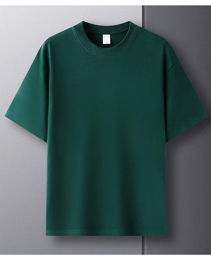 100% Pure Cotton Summer High-end Brand Men's Short Sleeve Round Neck Fashionable Style Half Sleeved Top Breathable T-shirt
