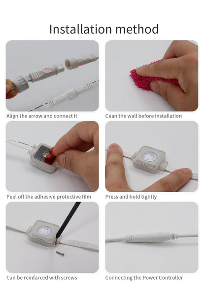 5054 16703IC(WS2812B WS2811) Outdoor Eaves LED Light String Kit 2.4G BEL+WIFI Controller Waterproof Light