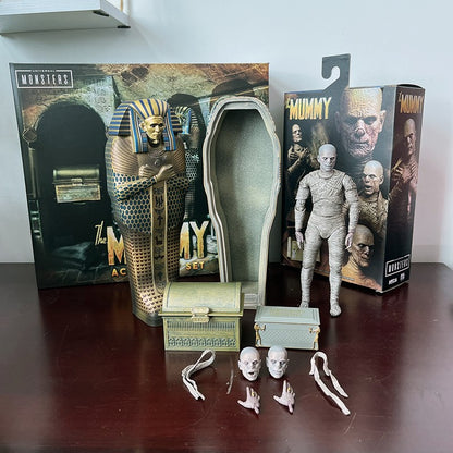 NECA Monsters Figure The Mummy Casket Coffin Pyramid Action Figure Universal Monsters Model Toy Christmas Halloween Gift Doll