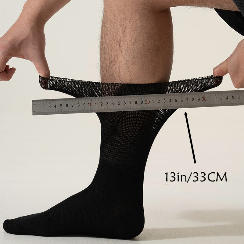 6Pairs Comfortable and Supportive Diabetic Socks for Men Moisture wicking Fabric Non-binding Top business socks