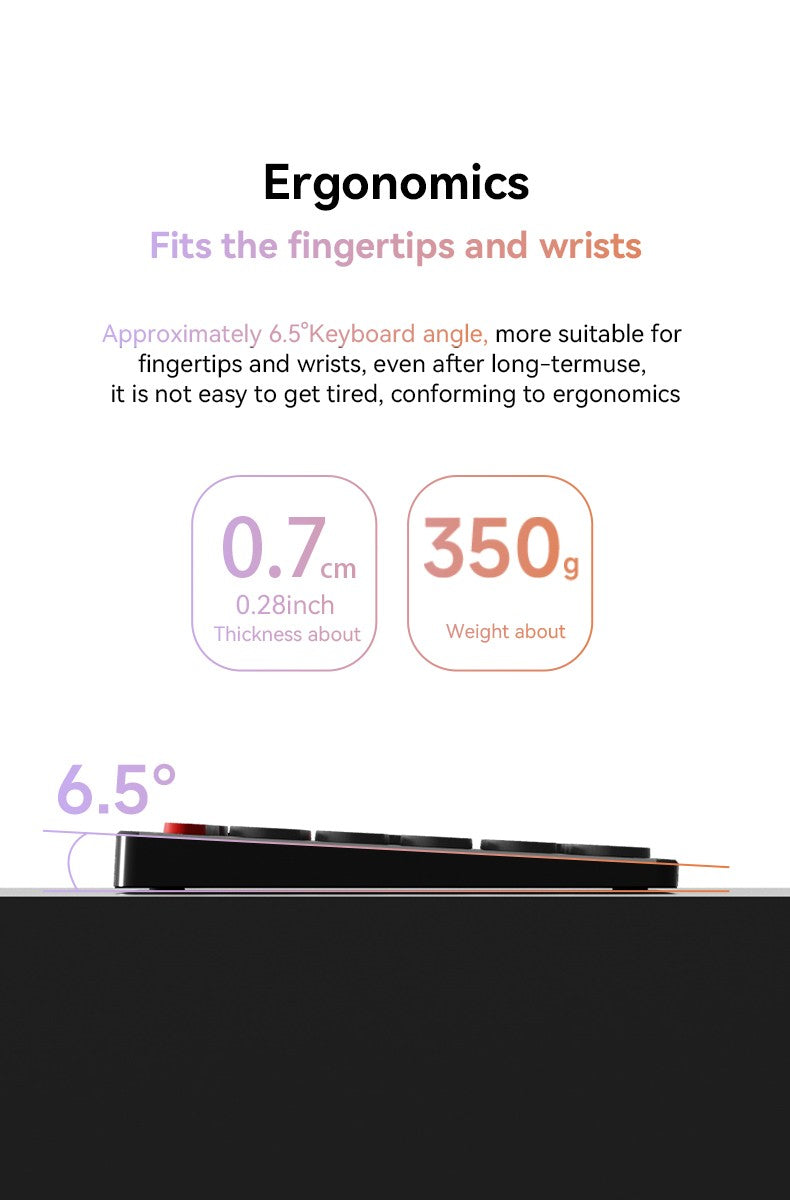 98-Key Ultra-Thin Aluminum Silent Keyboard with Scissor-Switch, Tri-Mode BT/2.4G/Type-C Connectivity&Ergonomic Design for Typing