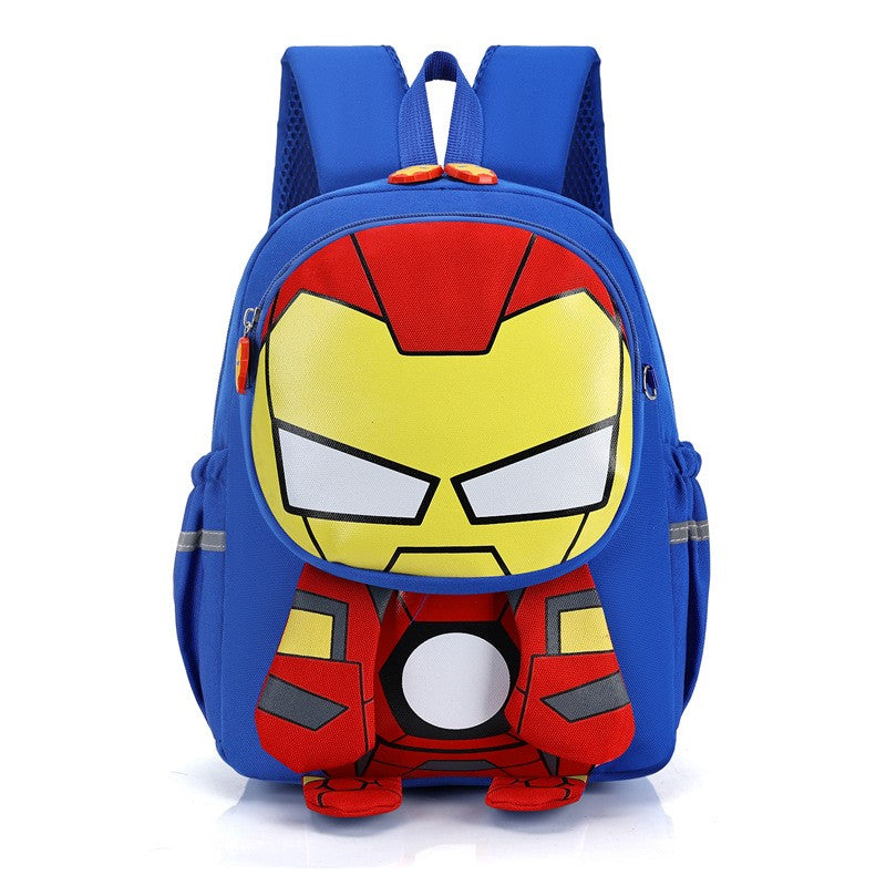 Mochila Infantil Escolar de Capitão América Homem Aranha Homem de Ferro Fofa Desenho Animado para Meninos Leve para Jardim de Infância