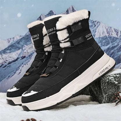 Men's Winter Plus Velvet Warm High-top Down Bread Shoes Waterproof and Non-slip Cotton Shoes Men's Big Boots==bottes Pour Hommes