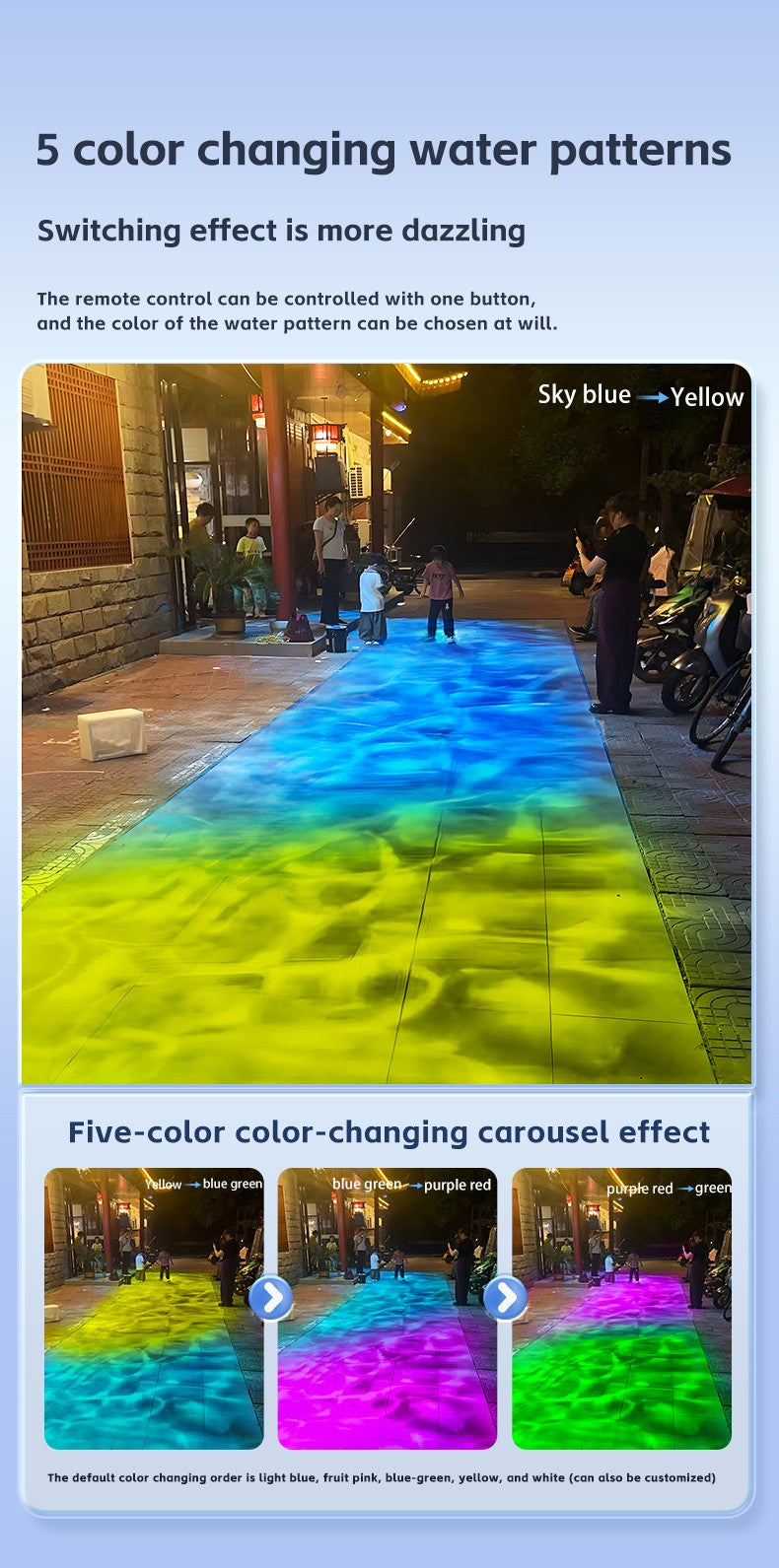 Square Water Ripple Projector Dynamic Water Ripple Logo Indoor Ground Corridor Outdoor Atmosphere Lighting Waterproof Projection