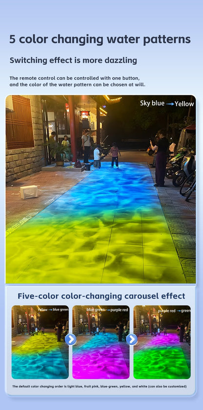 Square Water Ripple Projector Dynamic Water Ripple Logo Indoor Ground Corridor Outdoor Atmosphere Lighting Waterproof Projection
