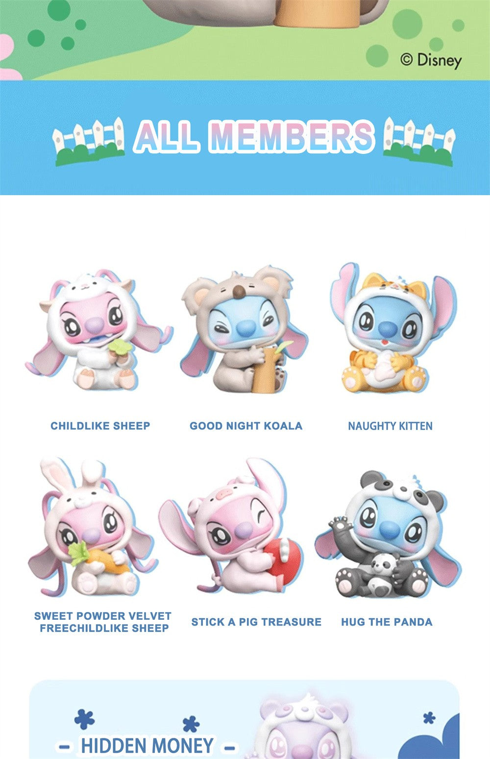 MINISO Disney Stitch Animals Party Series Blind Box – Última Estatueta, Decoração de Figura Surpresa, Sacola Surpresa, Presente de Aniversário
