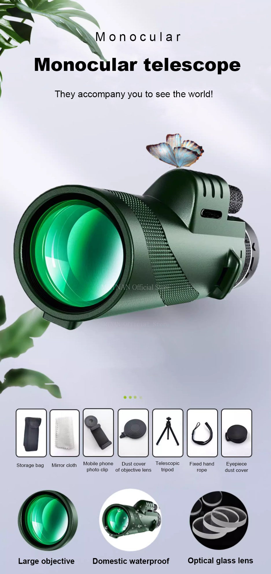 Telescópio Portátil Zoom HD 80X100 Dobrável de Longa Distância Mini Telescópio Potente para Caça Esportes Acampamento ao Ar Livre Viagens