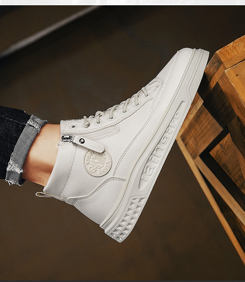 Leather Men Ankle Boots Fashion comfortable Men Sneakers Luxury British style High Top Shoes Men Platform Casual Shoes 2025 New