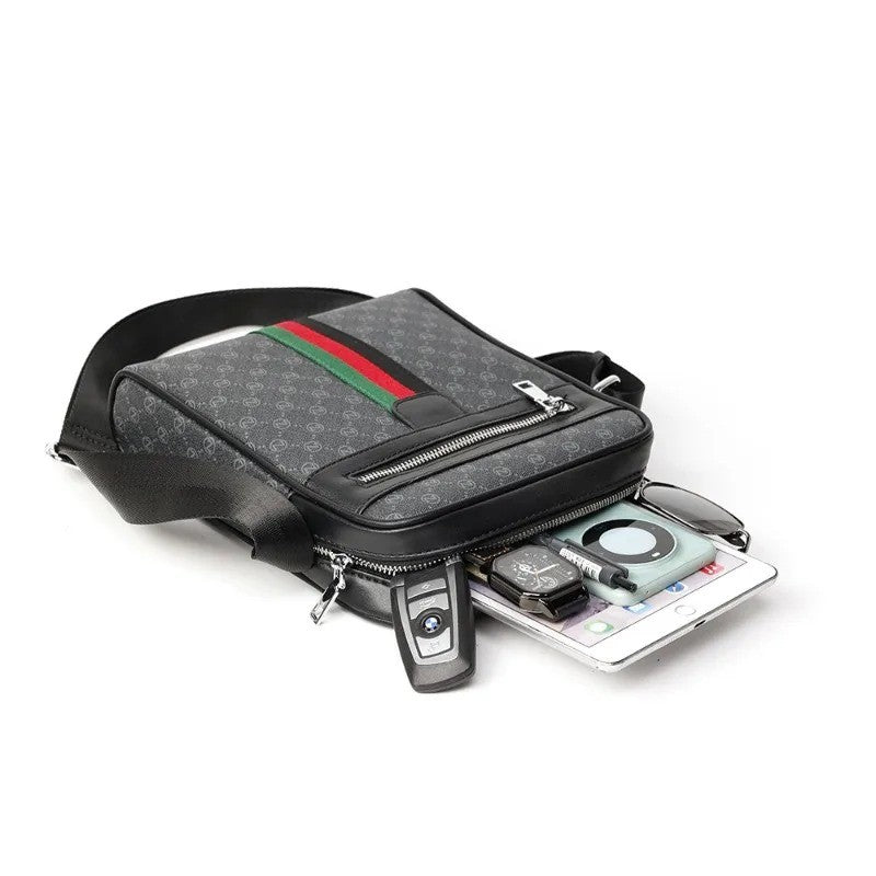 Luxury Design Men's Crossbody Bags Fashion Plaid Letter Printed Crossbody Bag Men Square Shoulder Bag Male Sling Messenger Bag