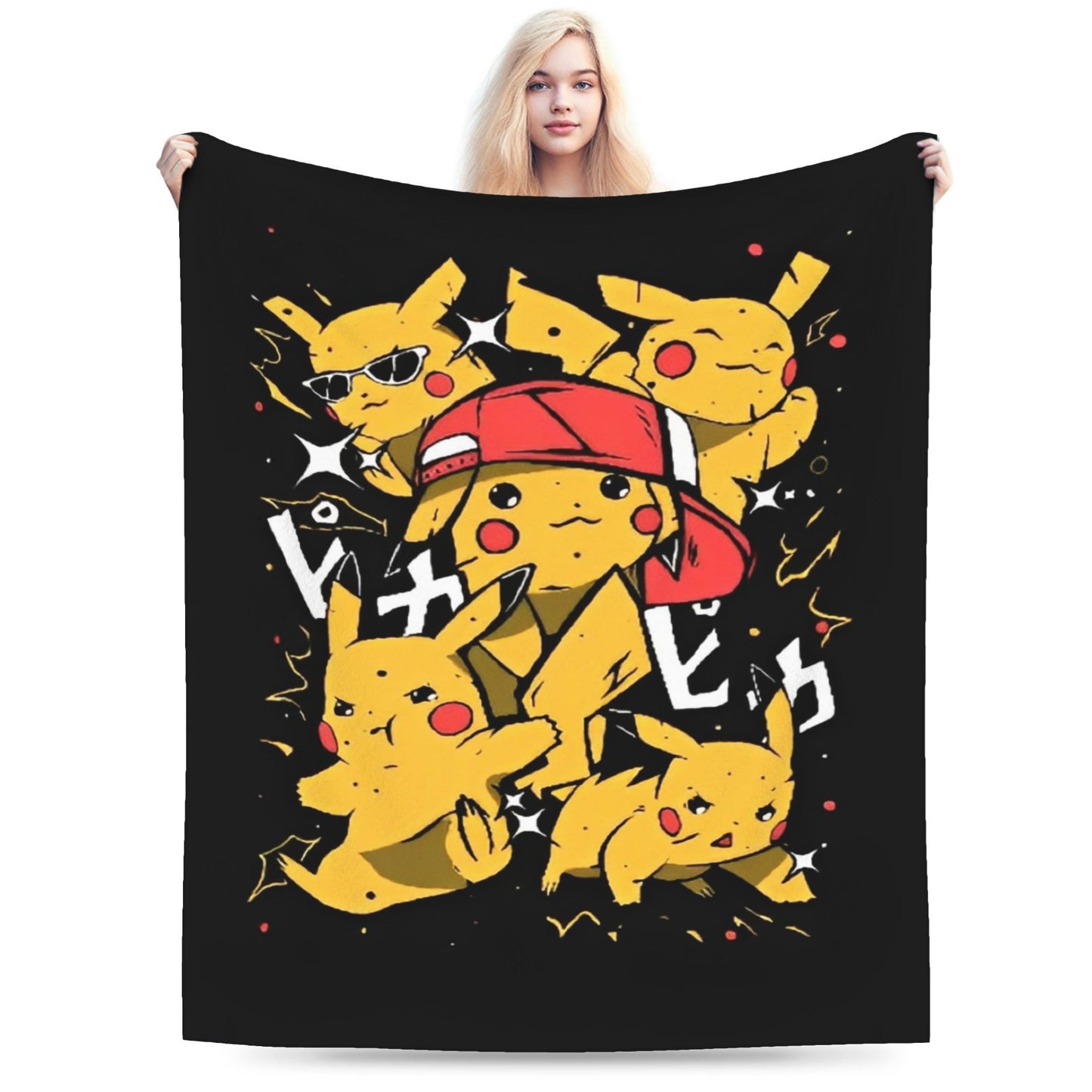 Cobertor de Flanela com Cena Clássica de Pokémon para Cama Super Quente, Mantas para Sofá, Cadeira, Piquenique, Colcha Engraçada, Capa para Sofá-Cama