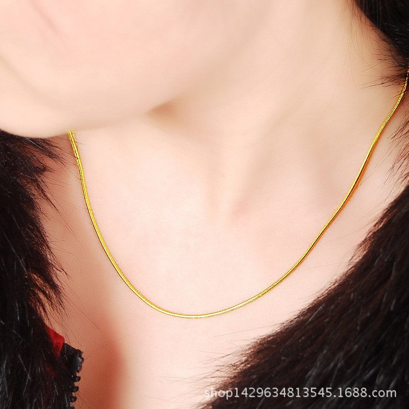 Luxury AU999 24K Gold Snake Bone Chain! Women's Smooth Snake Bone Pattern, High-End Flattering, Fit for Any Neck