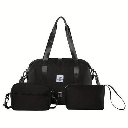 Conjunto de 3 malas de viagem em nylon, bolsa de bagagem moderna de grande capacidade, bolsa de ginástica e esporte com alça transversal, adequada para uso diário