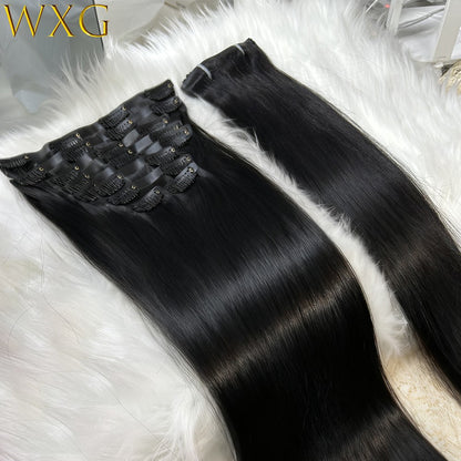 120g/9pcs 60cm Cabelo Humano Liso Natural Preto Macio com Tic Tac Extensões de Cabelo Humano Brasileiro 100% Cabelo Humano Real em Oferta