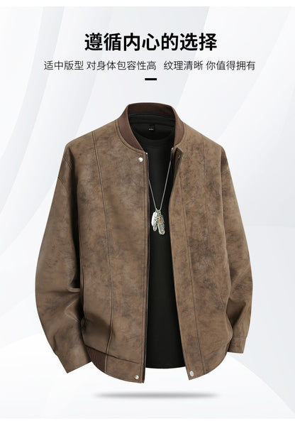 Leather Jacket Men Suede Coats Spring Windbreaker Oversized 6XL 7XL 8XL Plus Size Street Moto Autumn Brand Waterproof Softshell