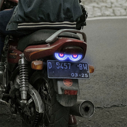 1 Par Luz de Placa de Moto Lanterna Traseira Modificada Lâmpada de Atmosfera Decorativa LED Olho de Diabo Strobo Luzes Únicas 12V Universal