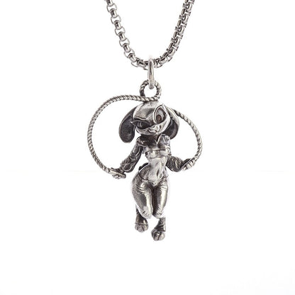 Colar Pingente Menina Bonita Anime Mecha Banhado a Prata Joia da Moda Hip-Hop Rock Punk Presente para Homens e Mulheres