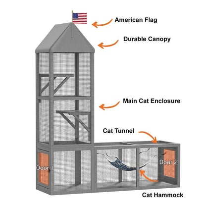 em 1 Catio Interno, Recinto Externo para Gatos com Túnel, Parque para Animais de Estimação Inclui 1 Catio e 1 Túnel, Recinto para Gatos com Rede para Gatos e