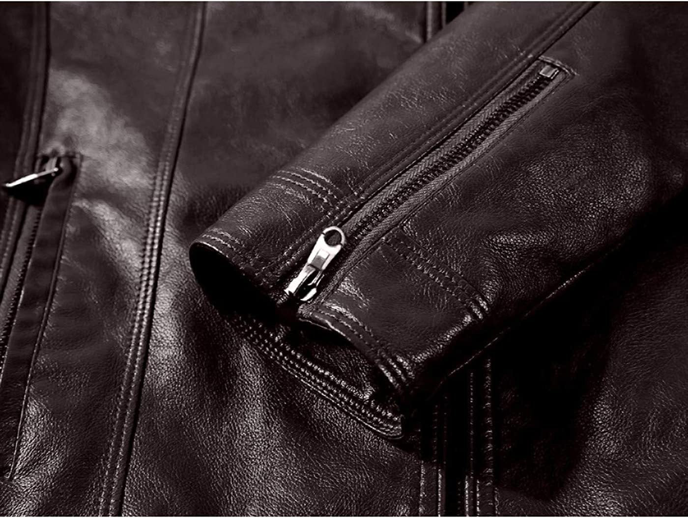 Autumn Winter Men Stand Collar Motorcycle Leather Jacket Coat Brown Black Coffee Multi Color Options Slim Fit Trendy Outerwear