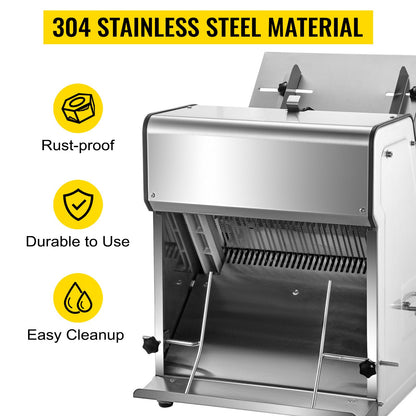 SucceBuy Commercial Bread Slicer Stainless Steel 12mm Blades Electric Bread Cutting Machine Kitchen Appliance Toast Processor
