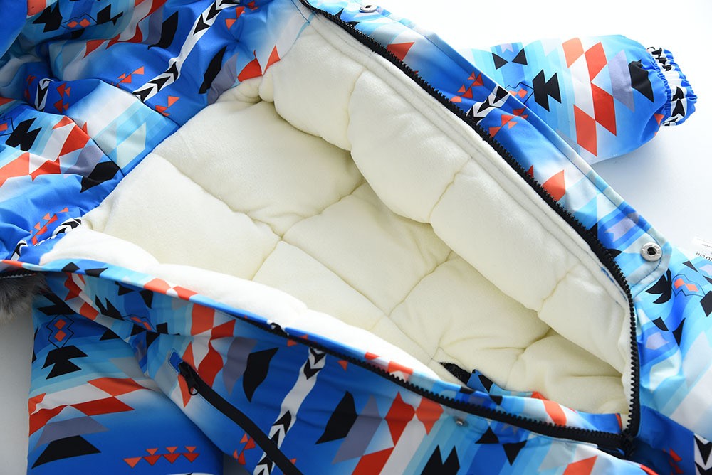 YBFSKID Kids Boys Winter Rompers Geometric Pattern Plush Thick Toddler Baby Boys Ski Suit Fur Collar Little Boys Jumpsuit Outfit