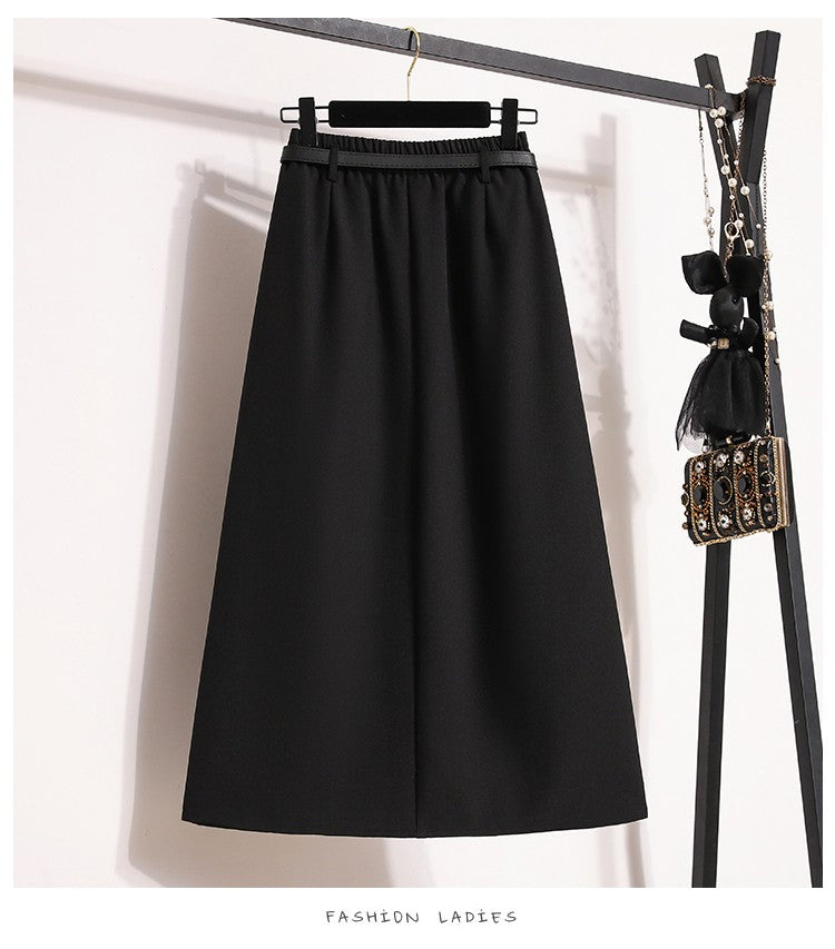 Women's Solid Simplicity Casual Chic Skirt Plus Size Suit Skirts Autumn Winter Fashion New A-line Temperament Large Size Skirt
