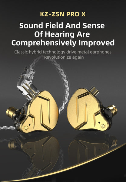 KZ ZSN Pro X Metal Wired Headset Hybrid Technology 1BA+1DD Ear Hook Monitor Headphones With Microphone Sport Earbuds Earphone