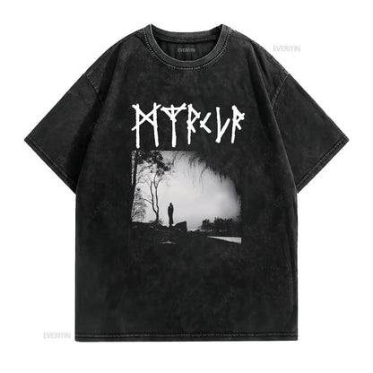myrkur m T Shirt vintage Washed Top For Everyday Wear Soft Comfortable streetwear graphic Casual Stretched homme fashion