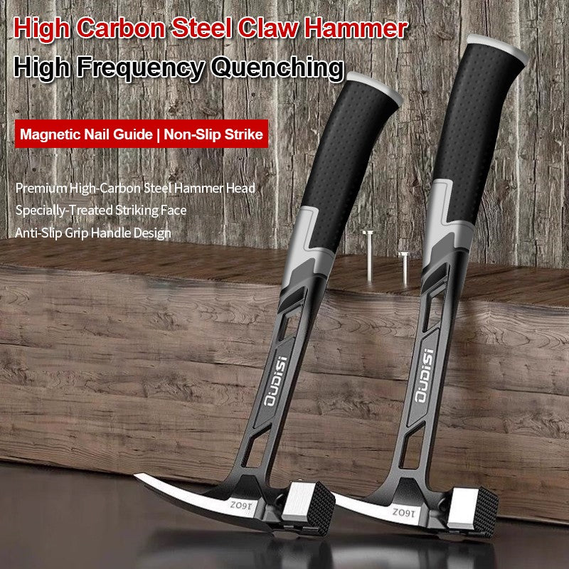 Martelo de Garra Multifunções Magnético Antiderrapante e À Prova de Choque, Ferramenta Manual de Aço, Martelo Automático para Marcenaria com Sucção de Pregos