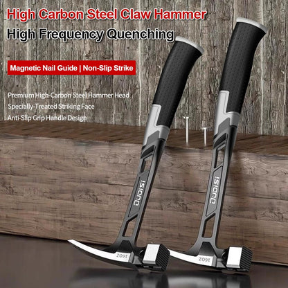 Martelo de Garra Multifunções Magnético Antiderrapante e À Prova de Choque, Ferramenta Manual de Aço, Martelo Automático para Marcenaria com Sucção de Pregos