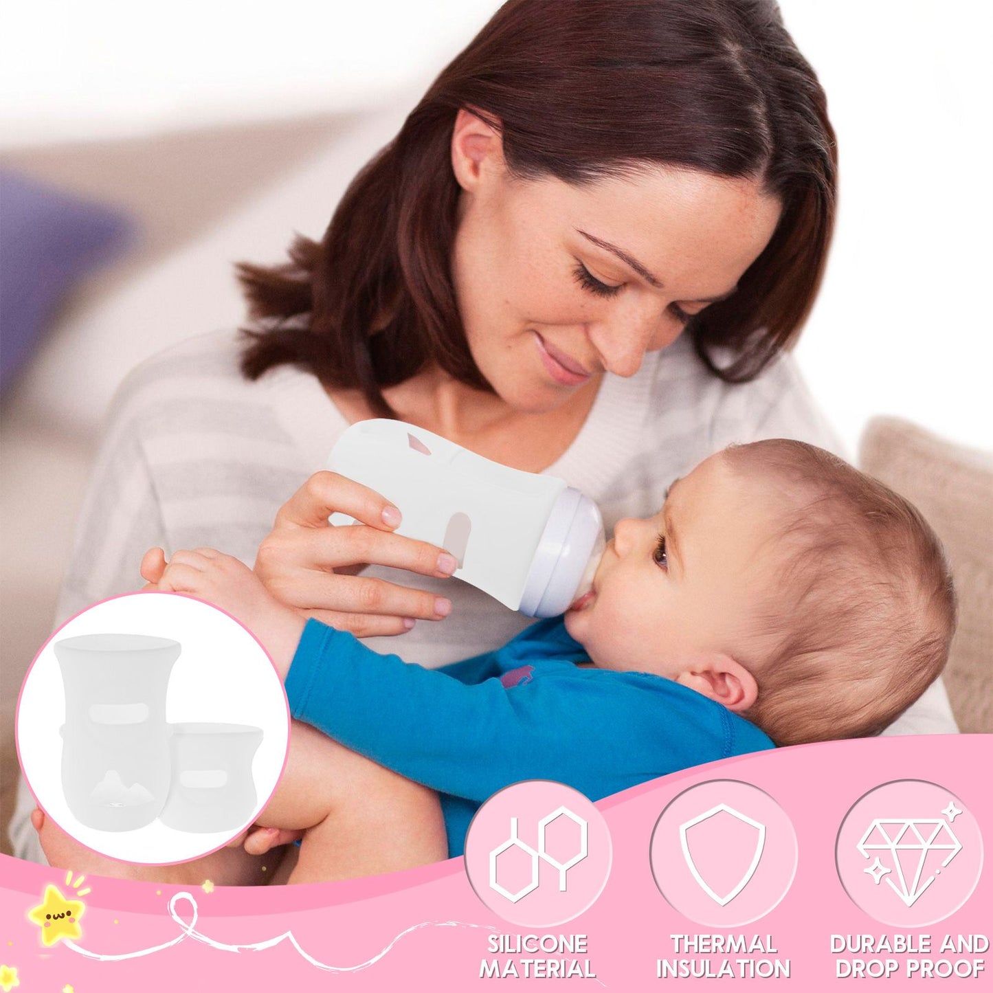 Silicone Sleeves Silicone Baby Bottle Cover Insulated Glass Bottle Compatible with AVENT Glass Natural Baby Bottle 4/8Oz