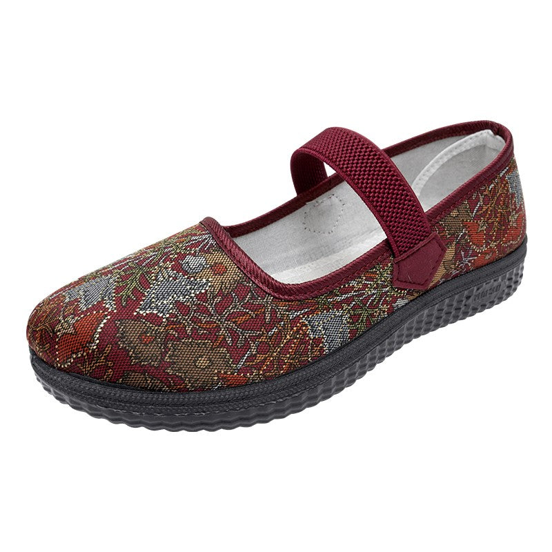 2025 New Women's cloth Shoes Soft soled comfort grandma footwear Casual lightweight lazy flats Ladies breathable non slip shoes