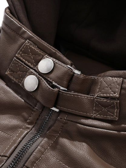 Motorcycle Leather Jackets Man Casual Fashion Motorcycle Coat Slim Fit Lapel PU Jackets Autumn Anti-wind Leather Coat Male