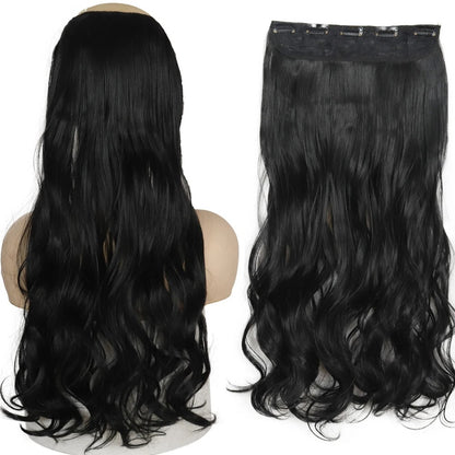 Extensão de Cabelo Liso Comprido de Fibra Sintética Resistente ao Calor com 5 Clipes 22"32" Preto Castanho Loiro