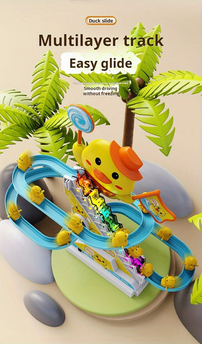 Brinquedos Musicais de Pato Subindo Escadas com Luzes e Música para Crianças Presentes de Aniversário Patinhos Brinquedos para Meninas