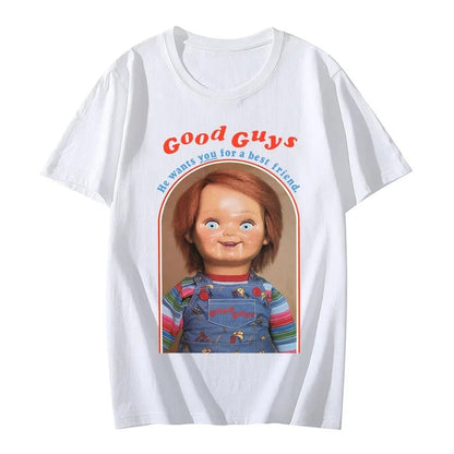 New Chucky Cotton T-Shirts Anime Graphic Print Women Fashion Casual Short Sleeves T Shirt Harajuku Unisex Tees Tops Clothing