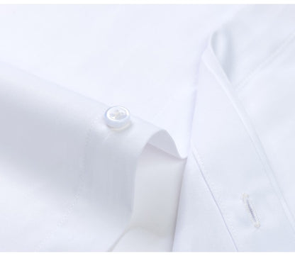 Men's Formal Long Sleeve Dressy Shirt Covered Buttons Front Placket Fits Comfortably French Cuffs Shirts Random Metal Cufflinks