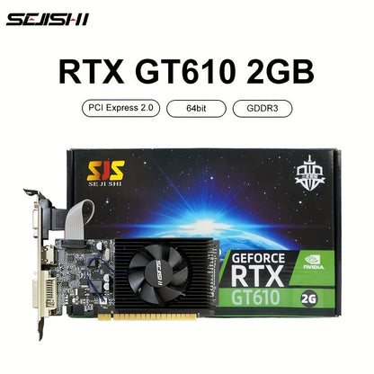 SEJISHI GT610 2GB DDR3 Video Card - Ideal for Home/Office PCs, Reliable & Low Maintenance