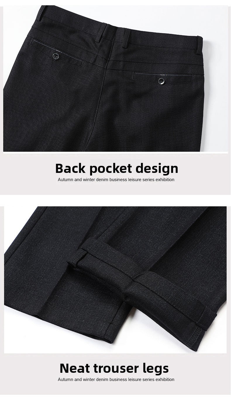 Top Quality 100% Cotton New Brand Casual Fashion Business Straight Long Dress Pants High Waist Trousers Men's Clothing