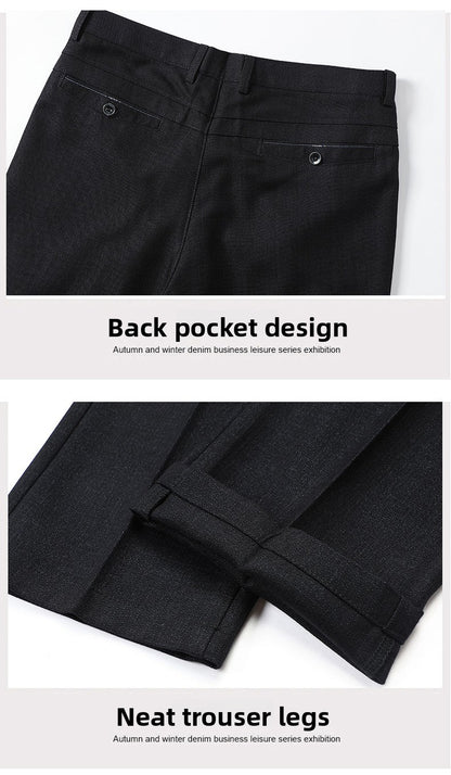Top Quality 100% Cotton New Brand Casual Fashion Business Straight Long Dress Pants High Waist Trousers Men's Clothing