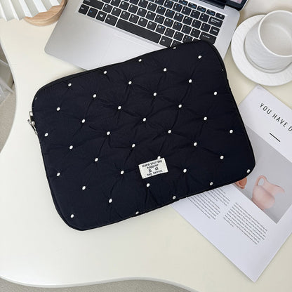 Laptop Sleeve Tablet Case 11 13 15 Inch, Embroidered Dot Pattern Padded Inner Bag for iPad MacBook, Notebook Protective Cover