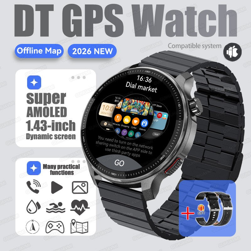 New Outdoors Military T-Rex3 Offline Map GPS SmartWatch 10ATM Waterproof Watch 4GB Memory Compass Voice Call Sports Bracelet Men