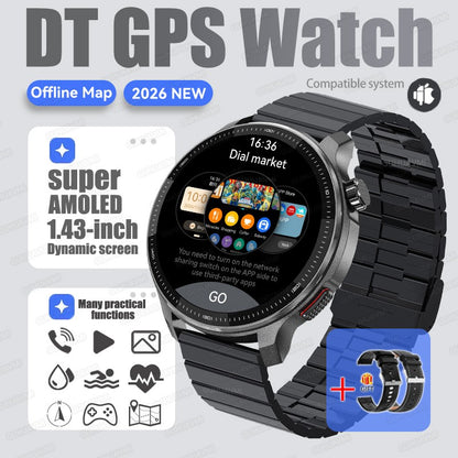New Outdoors Military T-Rex3 Offline Map GPS SmartWatch 10ATM Waterproof Watch 4GB Memory Compass Voice Call Sports Bracelet Men