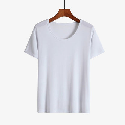 Summer Sleep Tops for Men Viscose Plus Size Pajamas Soft Modal Cotton Man Sleepwear Short Sleeve Sleep Tee Shirt Home Clothes