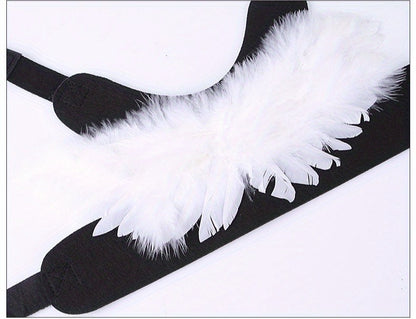 Fantasia de Halloween para Pets Asa de Anjo e Diabo Preta e Branca para Cachorro Gato Coelho Porquinho Presente Divertido para Festa de Halloween Tema Anime B